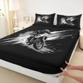 thumbnail image 4 of Castle Fairy Monochrome Dirt Bike Full Size Sheets 4-Piece for Kids, Gray Splash Design Bed Sheets for Bedroom, Gray Black, 4 of 6