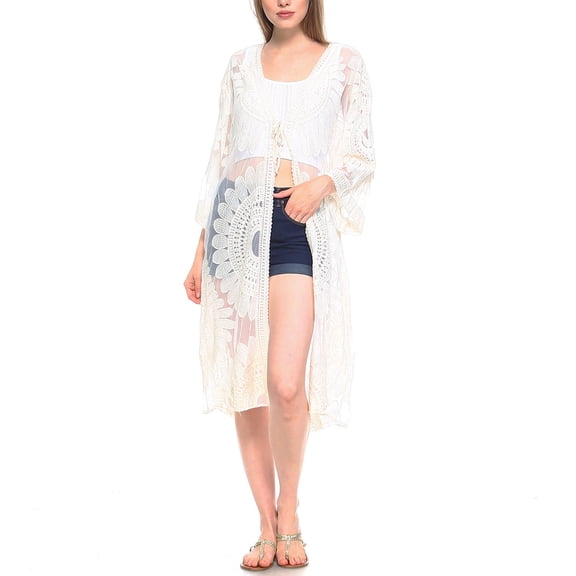 Fashionazzle Women's Summer Beach Wear Cover Up Swimwear Beachwear Lace Cardigan