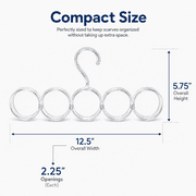5-Hole Snag-Free Scarf Hanger Closet Organizer Clear for Scarves Belts Ties Bras by Dependable Industries