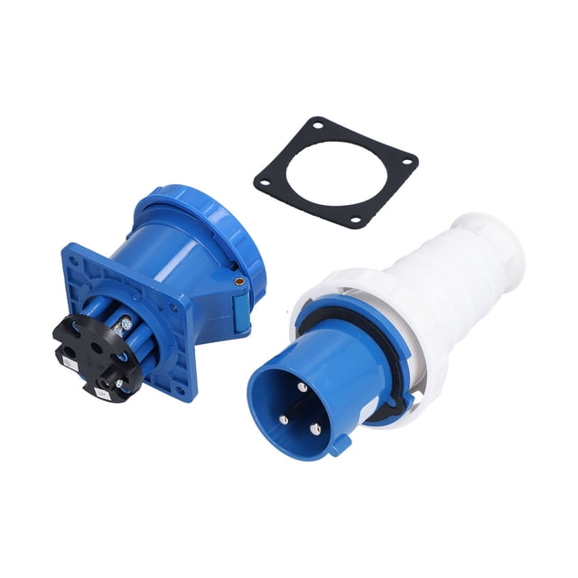 Juego de enchufes y tomas industriales 220-250 V 63 A 2P+E IP67 Conector impermeable Toma oculta 3 pines Trifásico