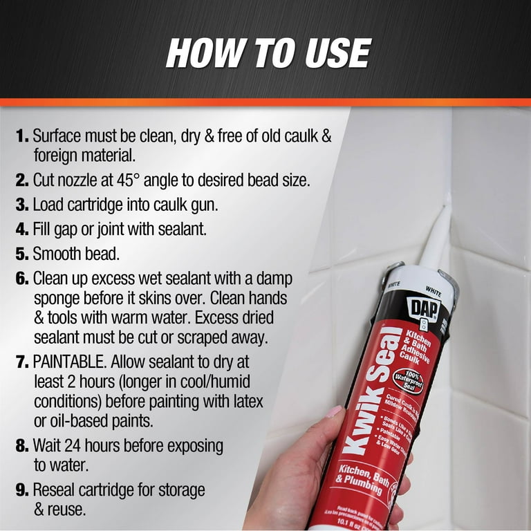 DAP Kwik Seal White Kitchen & Bath Acrylic Latex Caulk photo 4