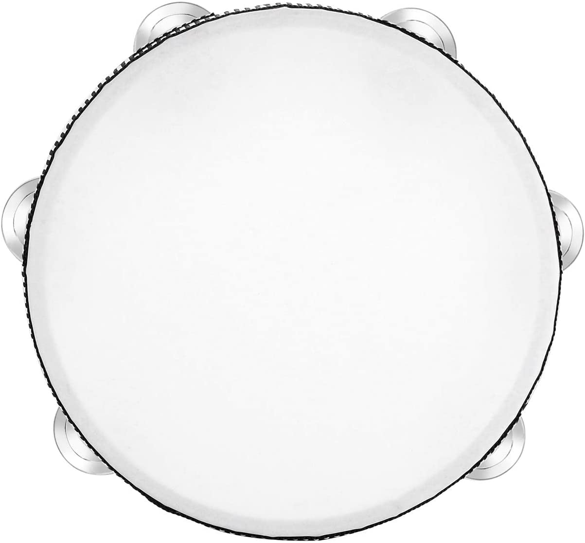 Musfunny Tambourine 8 inch Hand Held Drum Bell Birch Metal Jingles