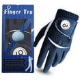 thumbnail image 2 of FINGER TEN Golf Gloves Men Left Hand Right Leather with Ball Marker Blue Pack, Mens Golf Glove All Weather Grip, Fit Size Small Medium ML Large XL, 2 of 5