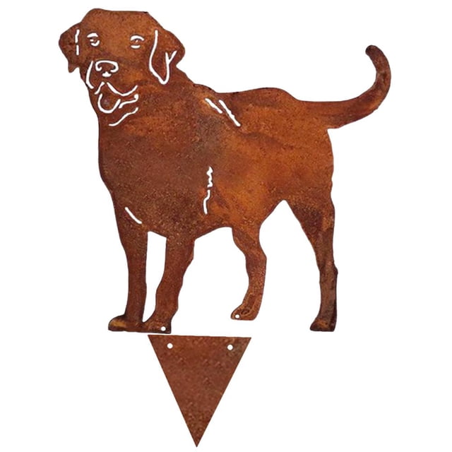 Estacas decorativas de metal para jardín con forma de perro, silueta de perro, decoración para exteriores, adornos de césped, letrero para patio.