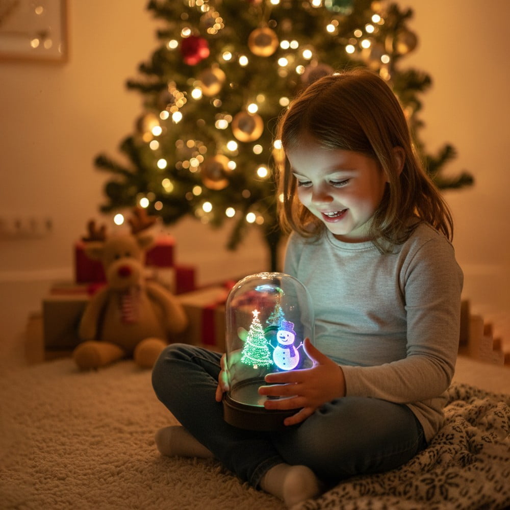Safe 3D Hologram Fan Projector with Protective Cover, LED Advertising Display with Remote Control, Electronic Crystal Ball Effect & Music Speaker