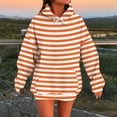 thumbnail image 2 of YOIAVAIOY Women Striped Sweatshirts Oversized Drawstring Pullover Hoodies Lightweight Fashion Causal Hoodie with Kangaroo Pocket Orange XXL, 2 of 6
