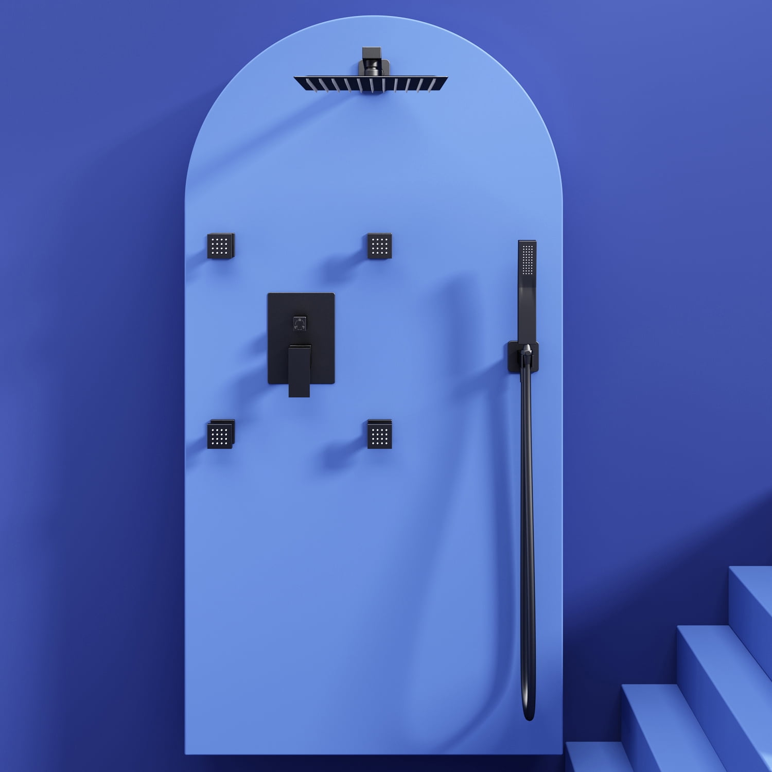 Rain Shower System with 4 Body Shower Spray Jets & 10'' Wall Mount