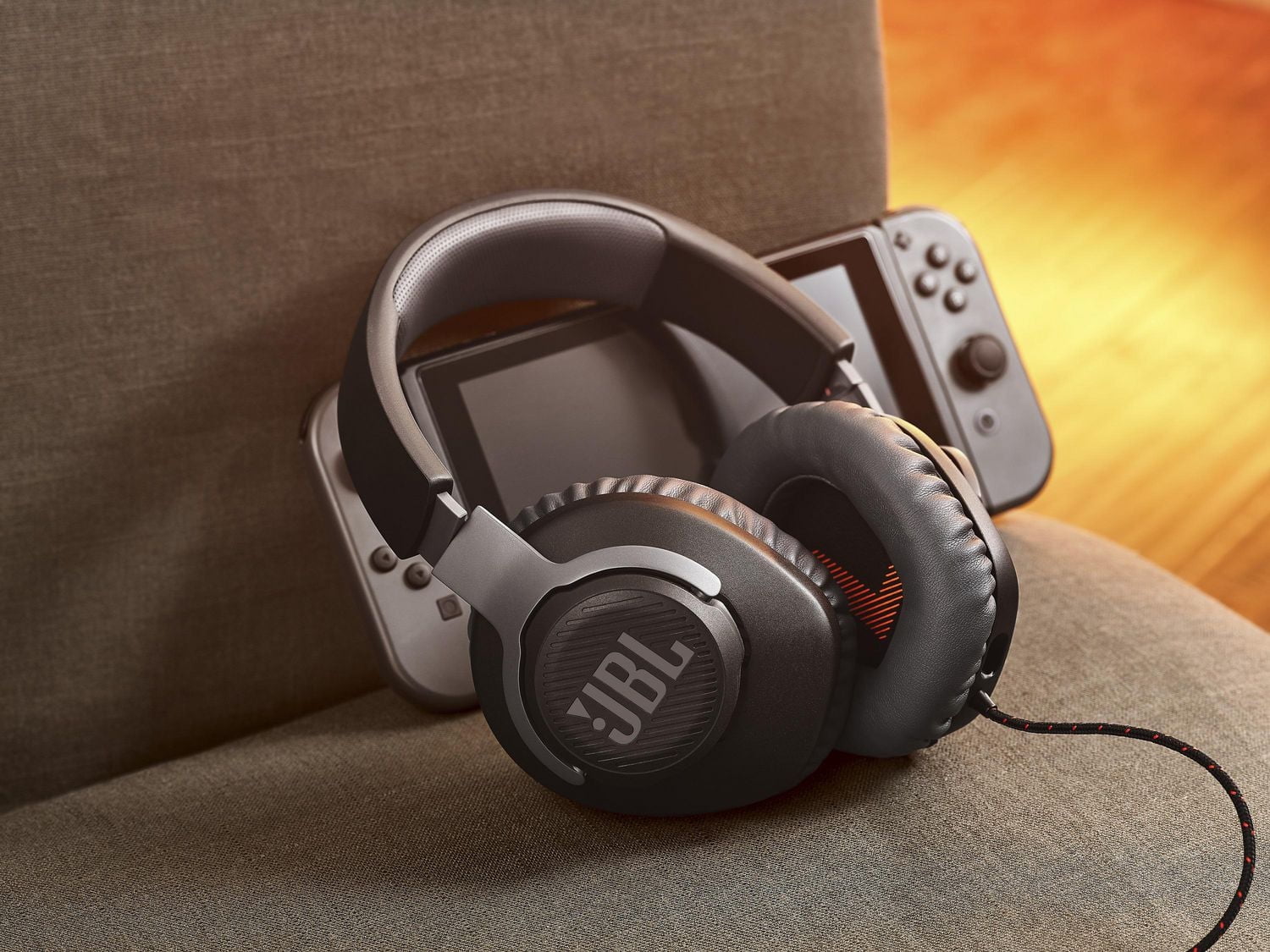 JBL Quantum 100 Wired Over-Ear Gaming Headset with a detachable mic