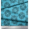 thumbnail image 2 of Soimoi Blue Rayon Fabric Damask Ikat Print Sewing Fabric Yard 56 Inch Wide, 2 of 3