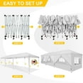 thumbnail image 5 of HOTEEL 10x30 Pop up Canopy Tent with 8 Sidewalls, Waterproof Commercial Instant Shelter Tent for Wedding, Courtyard, Parties with Carry Bag & 4 Sandbags,White, 5 of 9