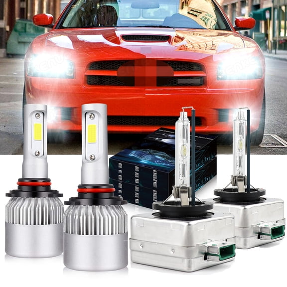 9005 D3S Xenon bulbs for 2011-14 Dodge Charger LED Headlights High Low Beam 4pc