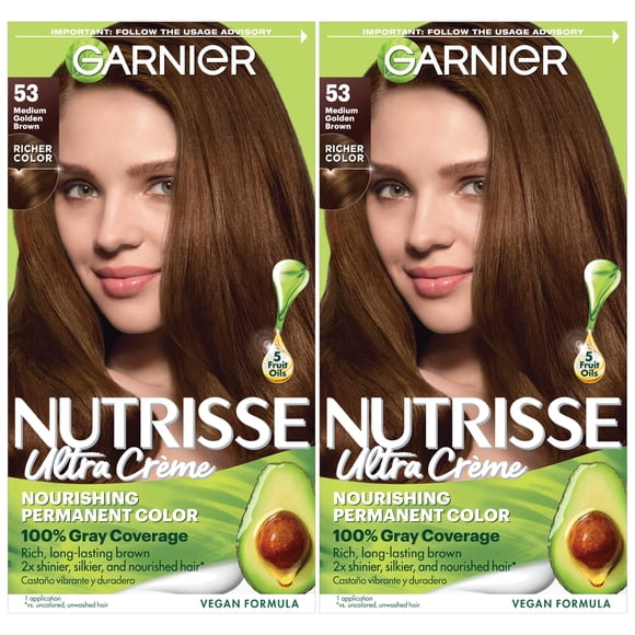 Garnier Nutrisse Tinte para el cabello, 53 castaño dorado medio (castaña), Paquete con 2
