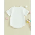 thumbnail image 3 of Infant Baby Girls Summer Crew Neck Romper Short Sleeve Letter Flower Print Casual Romper, 3 of 8