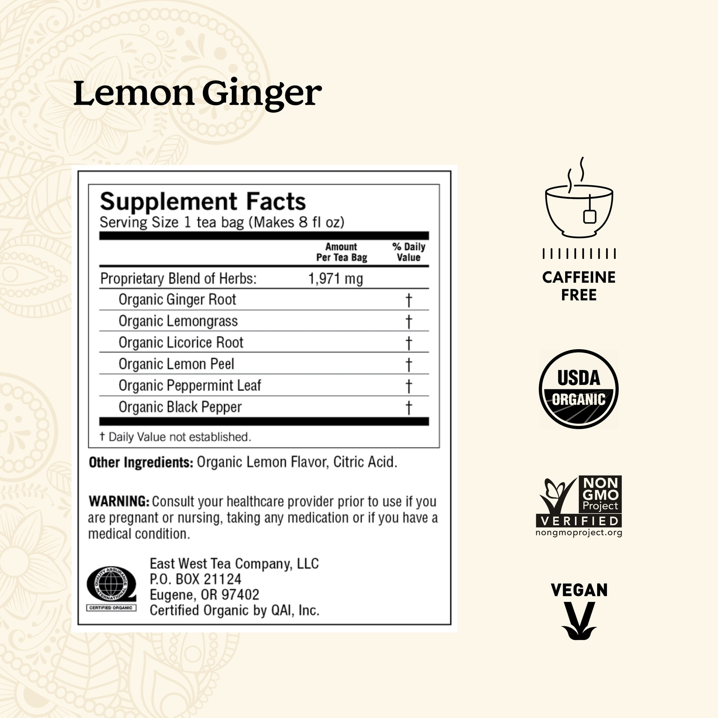 (4 pack) Yogi Tea Lemon Ginger, Caffeine-Free Organic Herbal Tea Bags, 16 Count