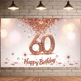thumbnail image 6 of Yatrandify Rose Gold Theme Happy Birthday Banner Diamond Number Festive Design Milestone Celebration Banner for 60th Birthday Indoor Outdoor Party, 6 of 8