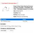 thumbnail image 2 of Pump To Gear Power Steering Pressure Line Hose Assembly - Compatible with 1994 - 1996 Buick Century 3.1L V6 GAS 1995, 2 of 2