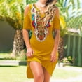 thumbnail image 2 of USSUMA Sundresses for Women Casual Summer Women Cold Shoulder Summer Dress Casual Short Sleeve Sundress Ethnic Print Beach Party African Midi Dresses, 2 of 2