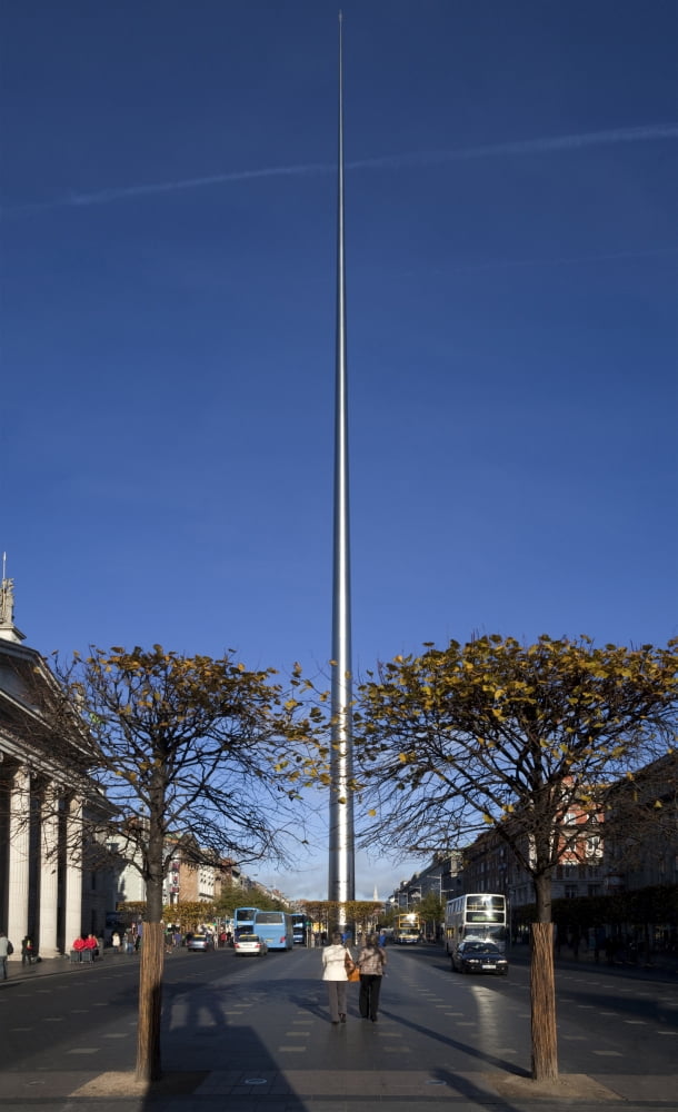 Spire of Dublin officially titled the Monument of Light a large stainless steel sculpture 1212 metres (398 ft) in height located on the site of the former Nelsons Pillar on OConnell Street in Dublin I
