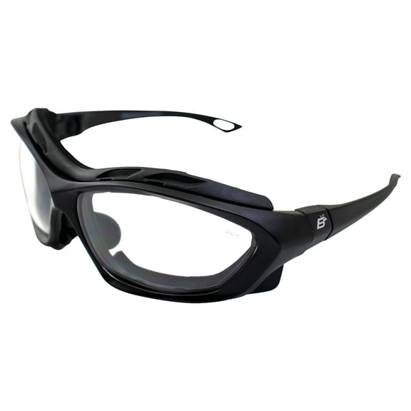 Birdz Eyewear Canopy Padded Motorcycle Sunglasses Riding Safety Glasses ANSI Z87.1 Convertible to Goggles Black Frame