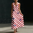 thumbnail image 4 of Dresses for Women 4th of July Sleeveless Deep V Neck Maxi Dress Summer Patriotic Button Flowy Long Sundress with Pockets Beach Vacation, 4 of 8