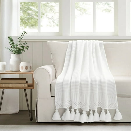 Lush Décor White Stripes Acrylic Throws 50 x 60