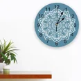 thumbnail image 3 of Blue Mandala Flowers Decorative Round Wall Clock Arabic Numerals Design Non Ticking Wall Clock Large For Bedrooms Bathroom（12 Inch）, 3 of 6