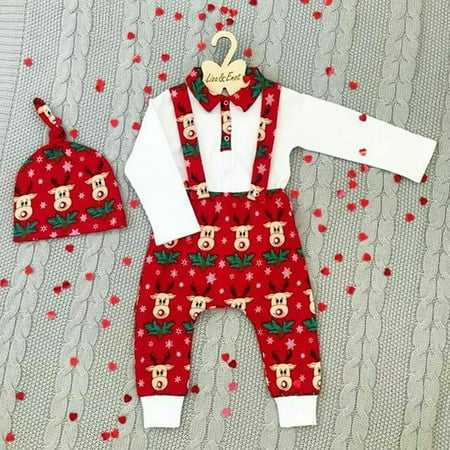 Christmas Outfits For Boys XIAXAIXU Newborn Baby Boys Girl My First Christmas Tops Romper Pants Hat Outfits Clothes ()