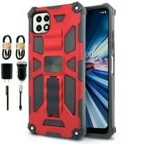 Value Pack   for Boost Celero 5G (Boost Mobile) Samsung Galaxy A22 5G Hybrid Phone Case Magnet Mount Ready Grip Grids Kickstand Slim Shock Bumper Cover with Tempered Glass