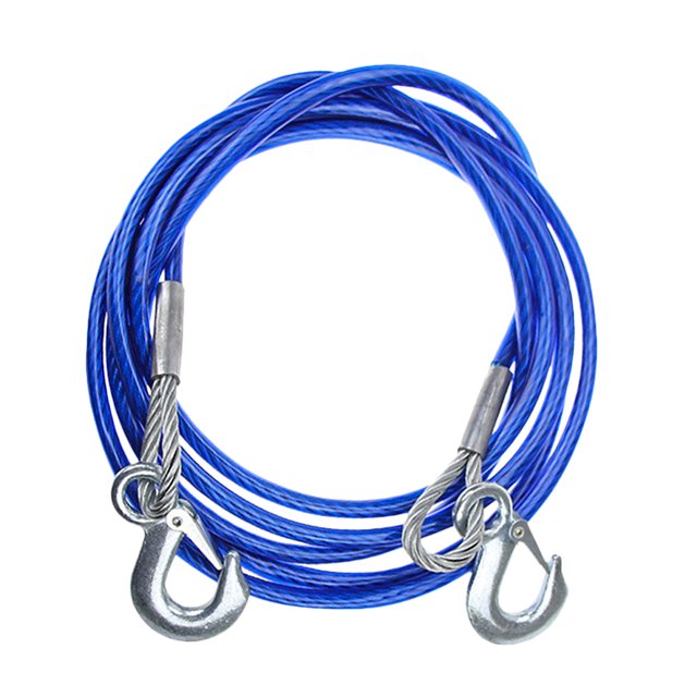 1PC 4M Car Hauling Cable Sturdy Car Trailer Rope 7 Tons Car Special Winch Rope with Hooks Thicken Car Trailer Rope(Blue)