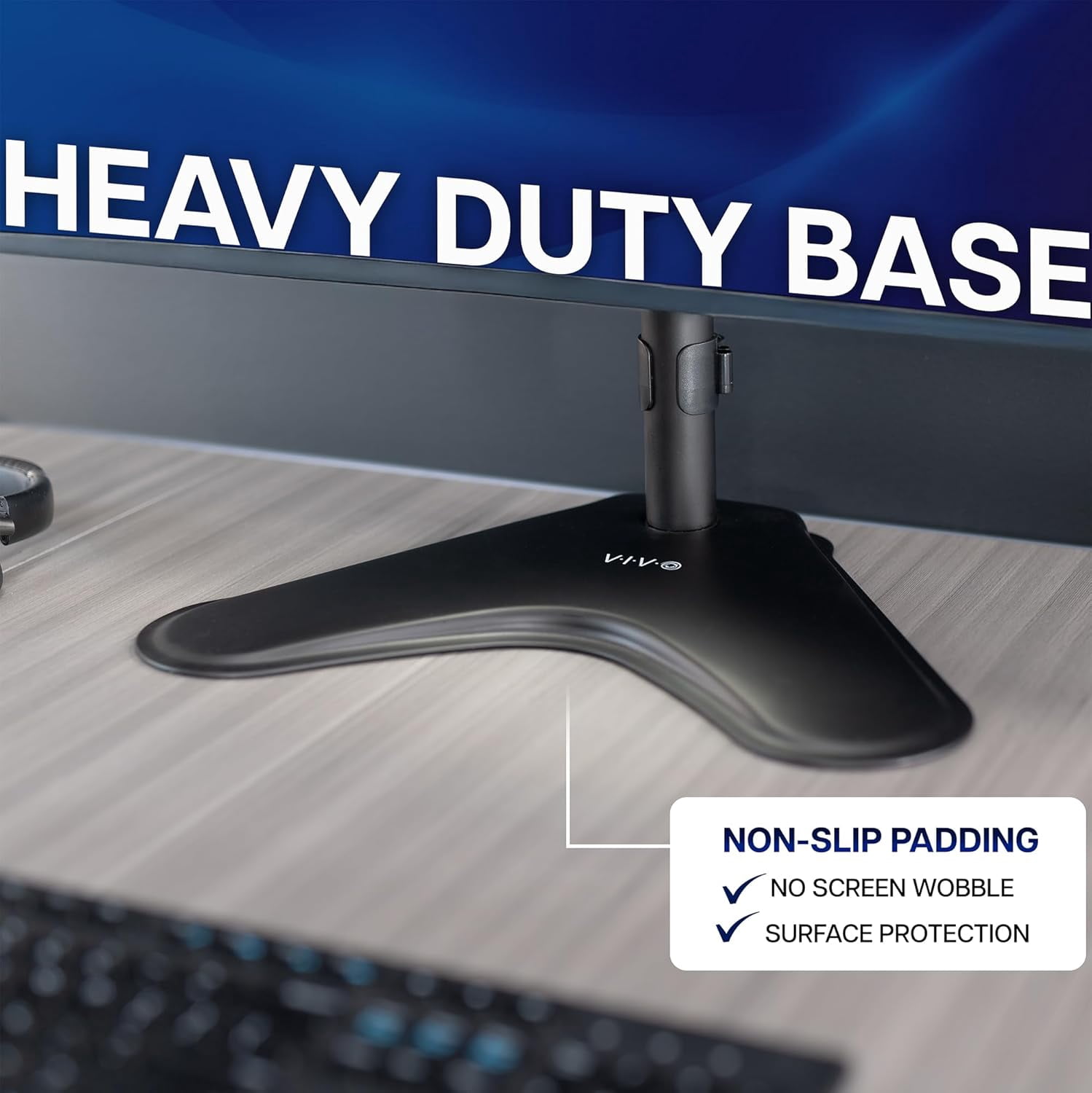 Dual Monitor Desk Stand -Standing LCD Mount for 2 Ultrawide Screens  to 34 inches, Black, STAND-V002L