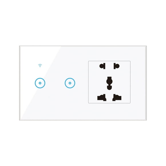 Generic 95-250V Wi-Fi Smart Wall Outlet with 2 Gang Touch Light Switch Smart Life APP Remote Control, Voice Control, Touch Control Compatible with Alexa Google Assistant Wi-Fi Smart Switch Plug Outlet