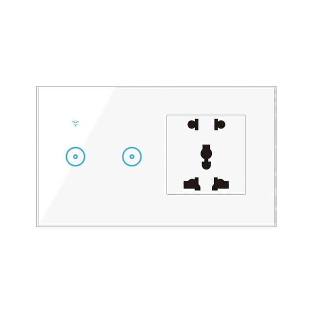 Yeacher 95- Wi-Fi Smart Wall Outlet with 2 Gang Touch Light Switch Smart Life APP Remote Control, Voice Control, Touch Control Compatible with Assistant Wi-Fi Smart Switch Plug Outlet Universal Pl