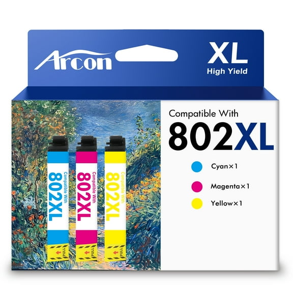 802 XL Ink Cartridges 3 Pack Compatible for 802XL 802 Color Printer Ink T802 T802XL for WorkForce Pro WF-4740 WF-4730 WF-4720 EC-4020 EC-4030 (Cyan, Magenta, Yellow)