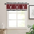 thumbnail image 7 of Christmas Elk Head Kitchen Curtains and Valances Set, Winter Red Black Plaid Snowflakes Vintage Rod Pocket Window Valance Window Curtain Panels for Living Room Bedroom Laundry, 27.5x36in, 3 Pieces, 7 of 7