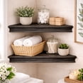thumbnail image 2 of American Art Decor Rustic Wood Floating Corner Shelves - Black - Set of 2, 2 of 5