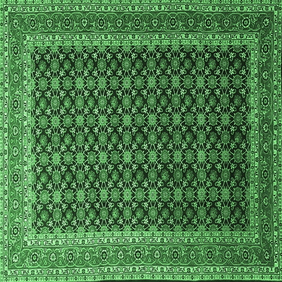 Ahgly Company Indoor Square Persian Emerald Green Traditional Area Rugs, 6' Square