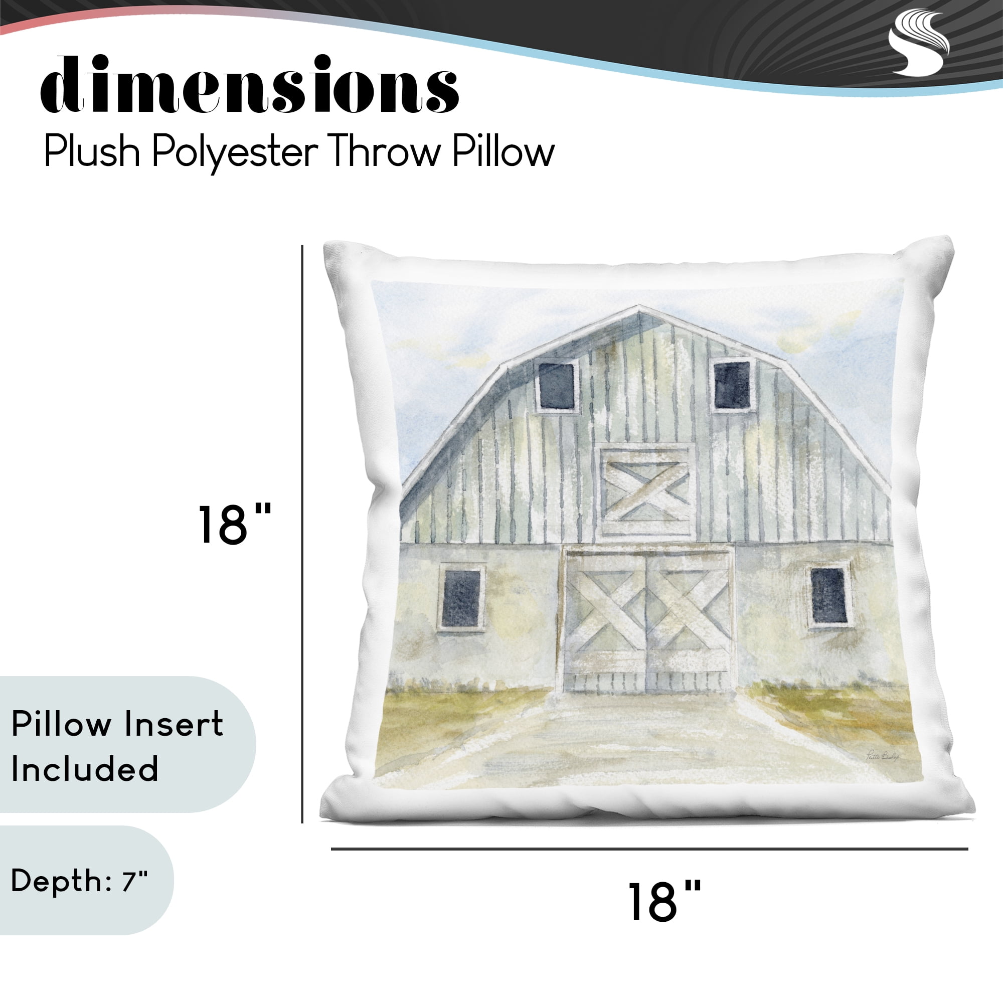 Stupell Industries Blue Gray Barn Decorative Printed Throw Pillow, design by Patti Bishop