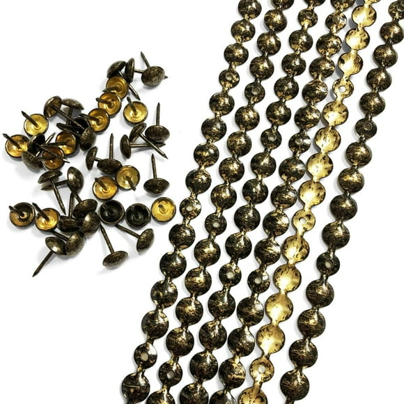 Let's Decorate 10 Mètres D9.5mm Bandes Décoratives Plaquées Antique/tailles de Clous, Taches de Canapé Rembourrées, Taches de Détente Assorties (D:9.5mm Antique)
