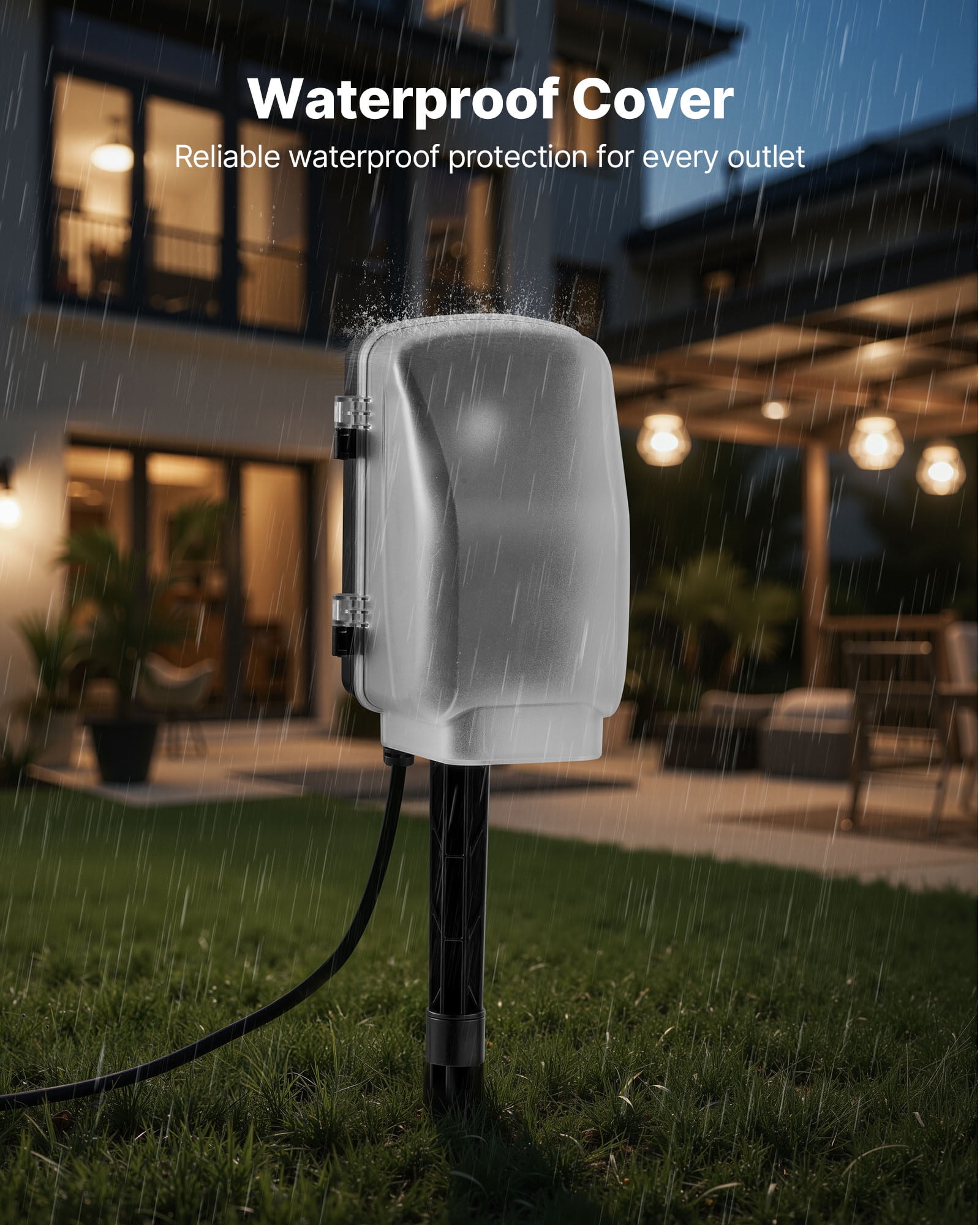VEVOR Outdoor Power Stake, 50 FT Extension Cord, Outdoor Power Strip Weatherproof with Cover and Overload Protection, 6 Outlets, 15A/1875W, Waterproof Multi-Outlet Yard Stake for Christmas Lights