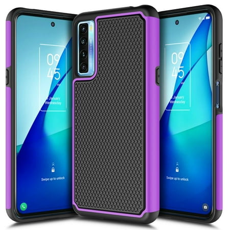 Nagebee Case for TCL 20 Pro 5G, Premium Armor Heavy Duty Rugged Defender Shockproof Dual Layer Hybrid Case Cover (Purple)