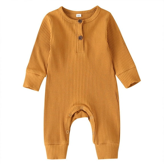 Baby Short Sleeve Preemie Boy Clothes Toddler Winter Long Sleeve Boys Girls Ribbed Solid Color Jumpsuit Outwear For Babys Clothes Baby Girl Footed Pajamas