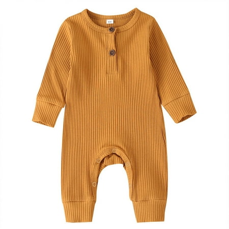 

Youmylove Infant Toddler Long Sleeve Boys Girls Ribbed Solid Color Jumpsuit Outwear For Baby Clothes Newborn For Autumn Cute Clothing