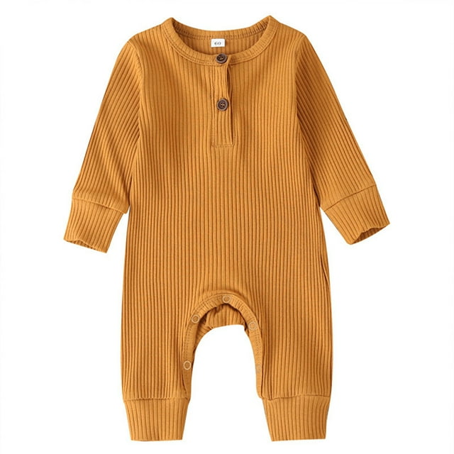Girls Bodysuits Toddler Winter Long Sleeve Ribbed Solid Color Jumpsuit Outwear for Baby Clothes