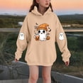 thumbnail image 2 of HAOTAGS Girls Halloween Ghost Print Hooded Fleece Sweatshirt with Pocket, with Pocket Graphic Warm Long Sleeve Pocket Sweater Khaki Size 6, 2 of 4
