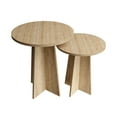 thumbnail image 4 of Ultimate Premium Products Modern Nesting Table Set with Wooden Round Side Table Travertine Finish End Table, 4 of 5