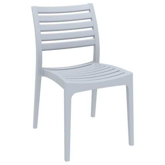 Luxury Commercial Living 33" Silver Stackable Outdoor Patio Dining Chair