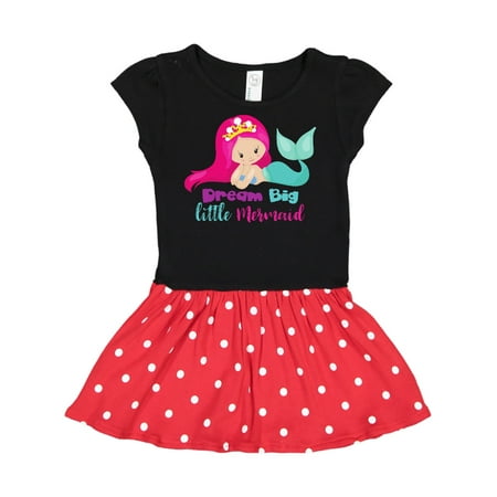 

Inktastic Dream Big Little Mermaid Mermaid With Pink Hair Gift Toddler Girl Dress