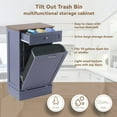 thumbnail image 4 of Tilt Out Trash Bin Cabinet Dog Proof Trash Can Holder Kitchen Island Without Garbage Bin or Tilt Out Laundry Hamper (Gray-Blue), 4 of 16