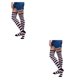 thumbnail image 1 of Qarigey 2 piezas de rayas de talla grande hasta el muslo calcetines transpirables cómodos fáciles de combinar sin manguera medias rosa negro rosa negro a rayas 2Conjunto, 1 of 6