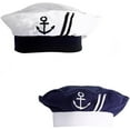 thumbnail image 2 of stylesilove Infant Baby Boy Nautical Sailor Embroidered Anchor Hat, 2 Colors (3-12 Months, White), 2 of 2